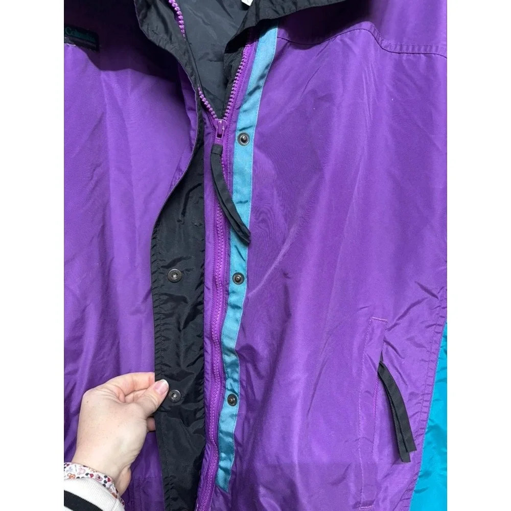 Vintage Columbia Women's L Purple Teal‎ Colorblock Jacket Radial Sleeve
